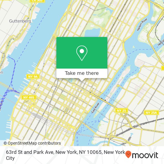 63rd St and Park Ave, New York, NY 10065 map