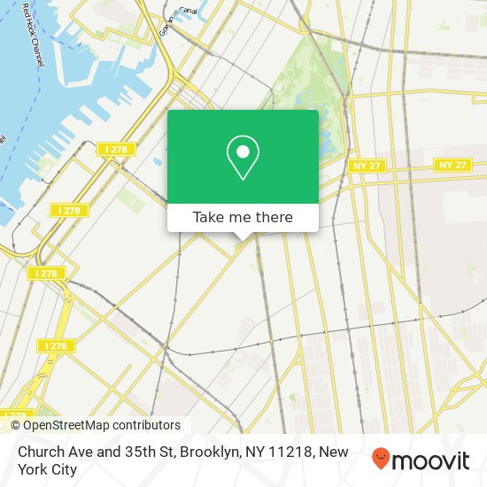 Mapa de Church Ave and 35th St, Brooklyn, NY 11218