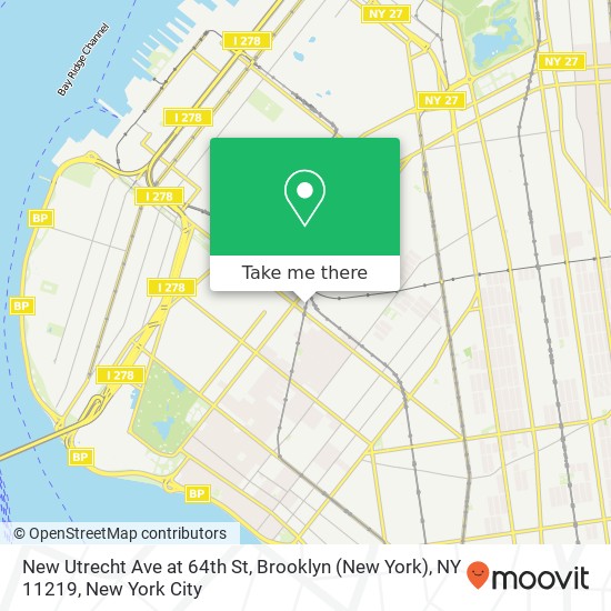 Mapa de New Utrecht Ave at 64th St, Brooklyn (New York), NY 11219