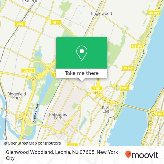 Mapa de Glenwood Woodland, Leonia, NJ 07605