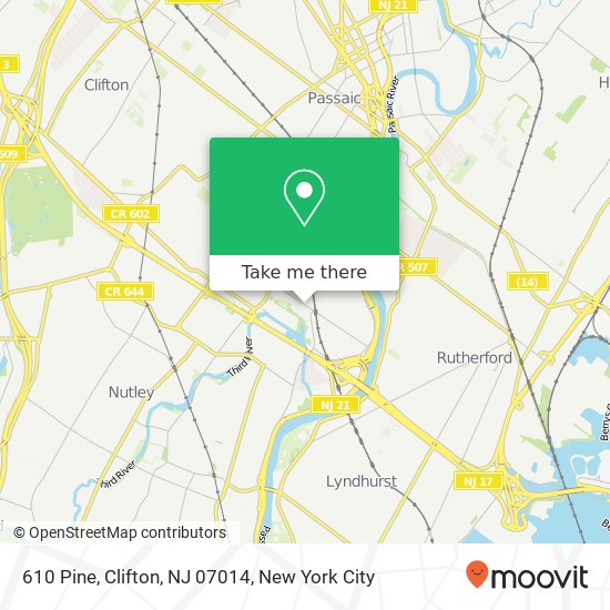 Mapa de 610 Pine, Clifton, NJ 07014