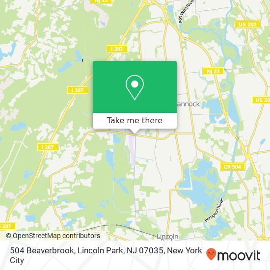 Mapa de 504 Beaverbrook, Lincoln Park, NJ 07035