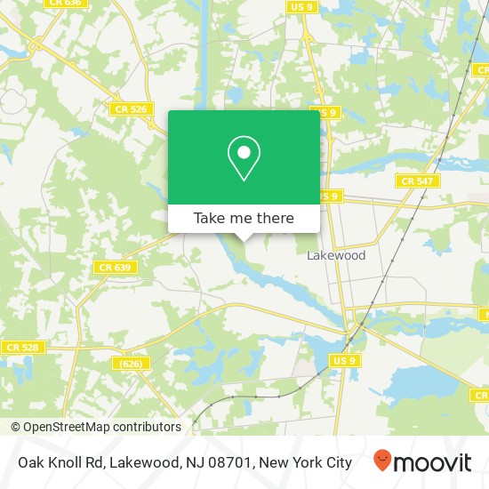 Mapa de Oak Knoll Rd, Lakewood, NJ 08701