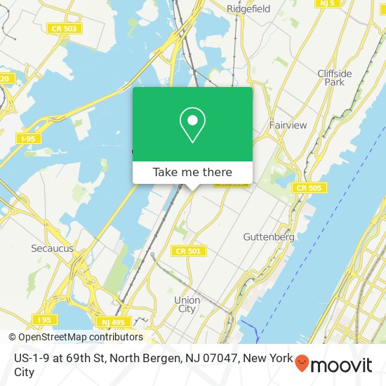 US-1-9 at 69th St, North Bergen, NJ 07047 map