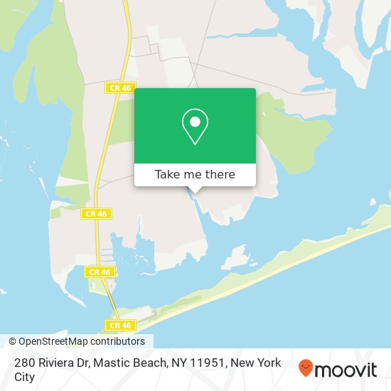 Mapa de 280 Riviera Dr, Mastic Beach, NY 11951