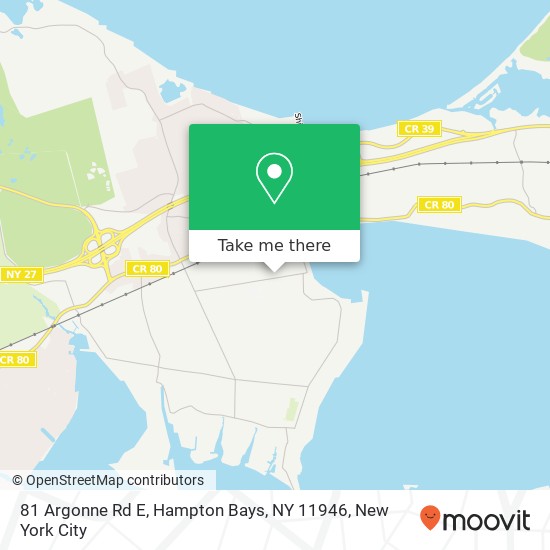 Mapa de 81 Argonne Rd E, Hampton Bays, NY 11946