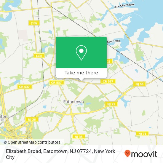 Mapa de Elizabeth Broad, Eatontown, NJ 07724