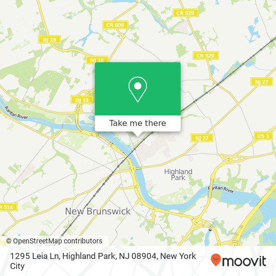 Mapa de 1295 Leia Ln, Highland Park, NJ 08904