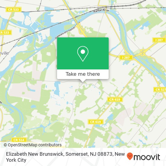 Mapa de Elizabeth New Brunswick, Somerset, NJ 08873