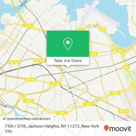 Mapa de 75th / 37th, Jackson Heights, NY 11372
