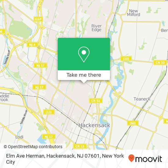 Mapa de Elm Ave Herman, Hackensack, NJ 07601