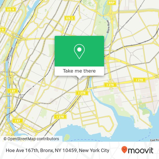 Mapa de Hoe Ave 167th, Bronx, NY 10459