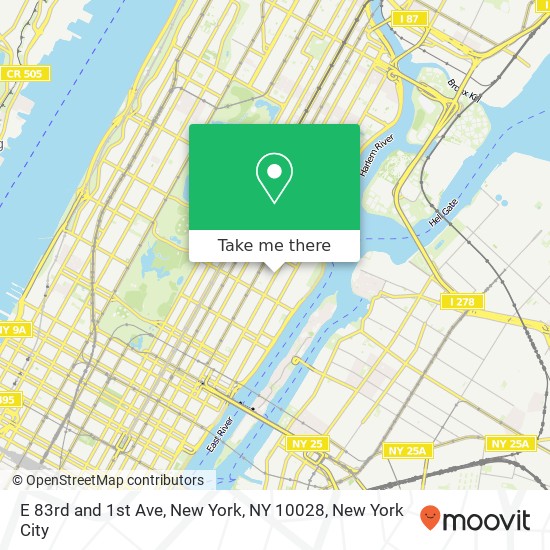 Mapa de E 83rd and 1st Ave, New York, NY 10028