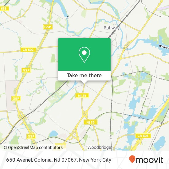 Mapa de 650 Avenel, Colonia, NJ 07067