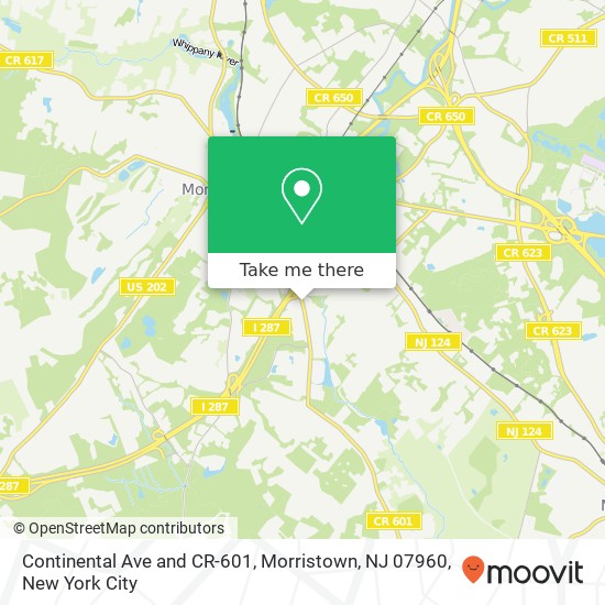 Continental Ave and CR-601, Morristown, NJ 07960 map