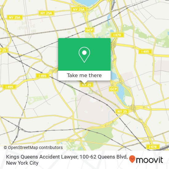 Kings Queens Accident Lawyer, 100-62 Queens Blvd map
