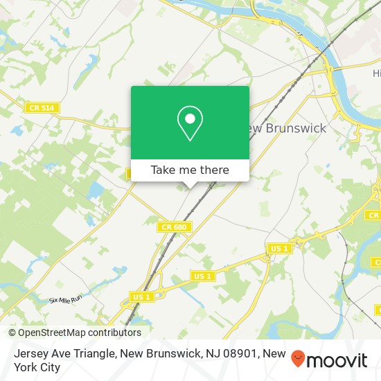 Mapa de Jersey Ave Triangle, New Brunswick, NJ 08901