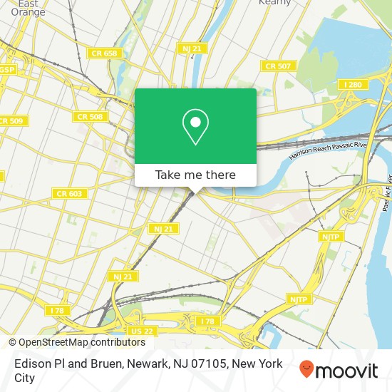 Mapa de Edison Pl and Bruen, Newark, NJ 07105