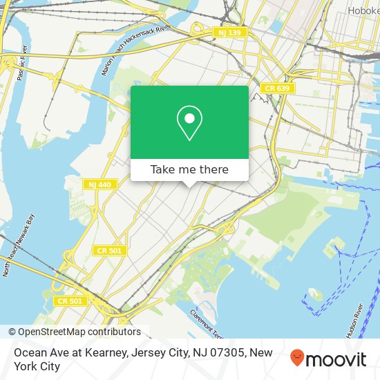 Mapa de Ocean Ave at Kearney, Jersey City, NJ 07305