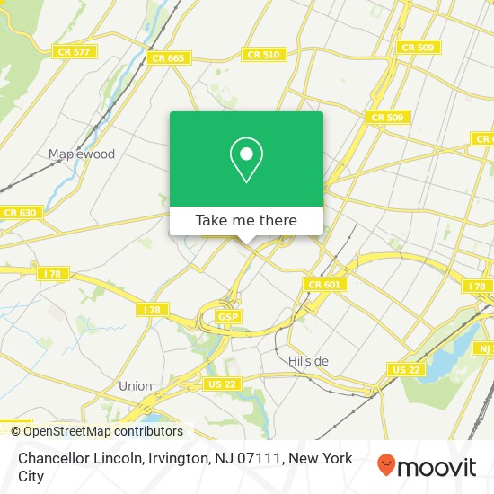 Mapa de Chancellor Lincoln, Irvington, NJ 07111