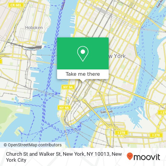 Church St and Walker St, New York, NY 10013 map