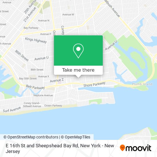 E 16th St and Sheepshead Bay Rd map