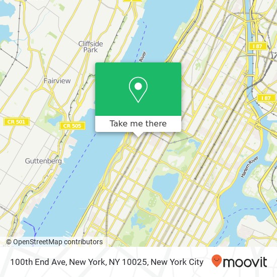 Mapa de 100th End Ave, New York, NY 10025