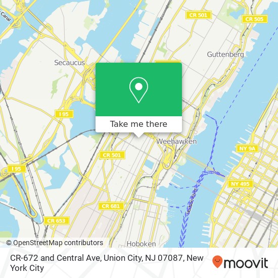 Mapa de CR-672 and Central Ave, Union City, NJ 07087