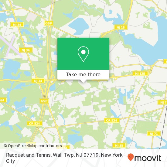 Mapa de Racquet and Tennis, Wall Twp, NJ 07719