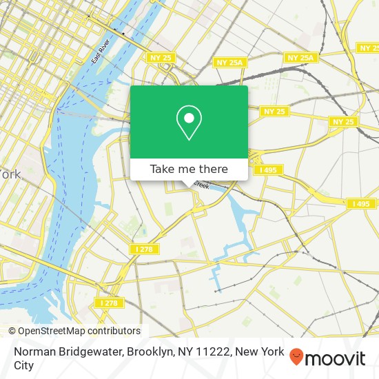 Mapa de Norman Bridgewater, Brooklyn, NY 11222