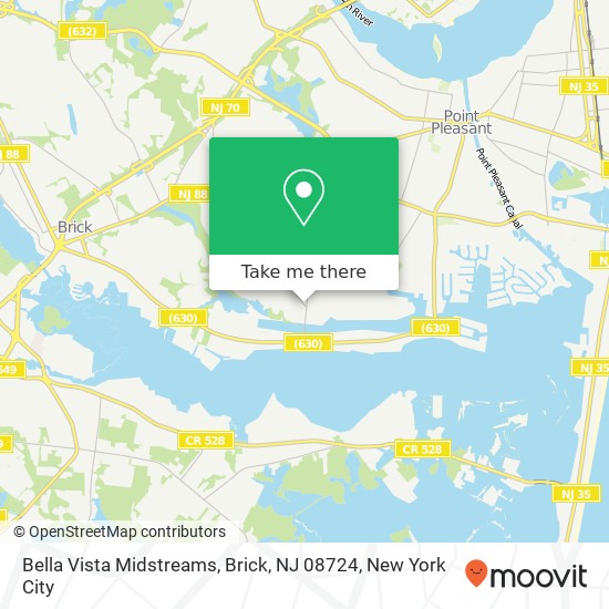 Mapa de Bella Vista Midstreams, Brick, NJ 08724