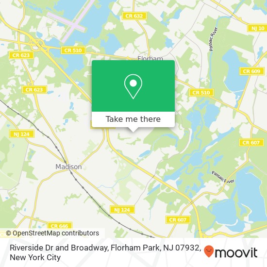 Mapa de Riverside Dr and Broadway, Florham Park, NJ 07932