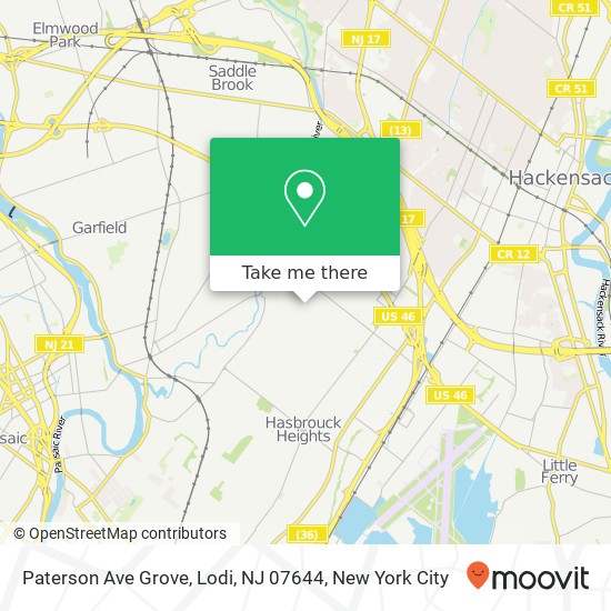 Mapa de Paterson Ave Grove, Lodi, NJ 07644