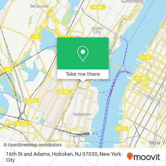 Mapa de 16th St and Adams, Hoboken, NJ 07030