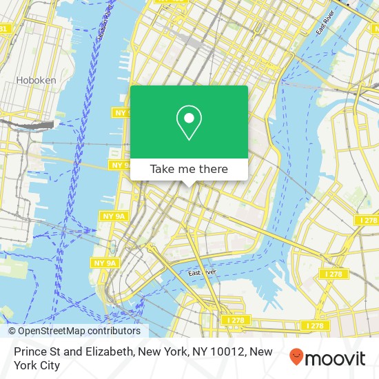 Prince St and Elizabeth, New York, NY 10012 map