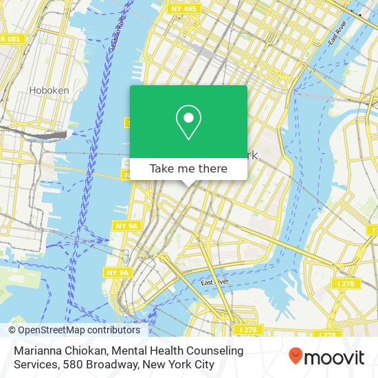 Mapa de Marianna Chiokan, Mental Health Counseling Services, 580 Broadway