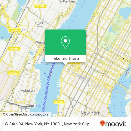 W 34th 9A, New York, NY 10001 map
