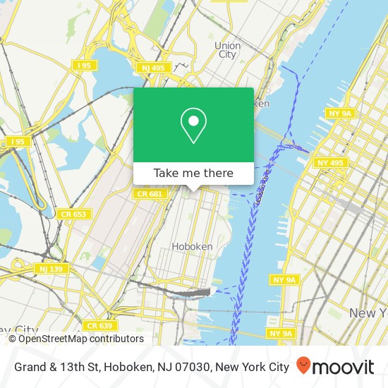 Mapa de Grand & 13th St, Hoboken, NJ 07030