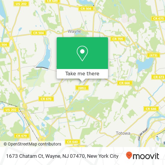 Mapa de 1673 Chatam Ct, Wayne, NJ 07470