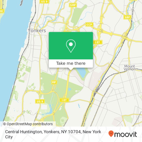 Mapa de Central Huntington, Yonkers, NY 10704