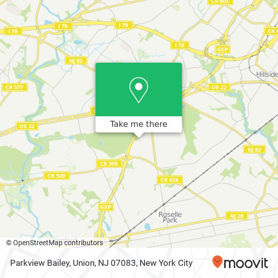 Mapa de Parkview Bailey, Union, NJ 07083