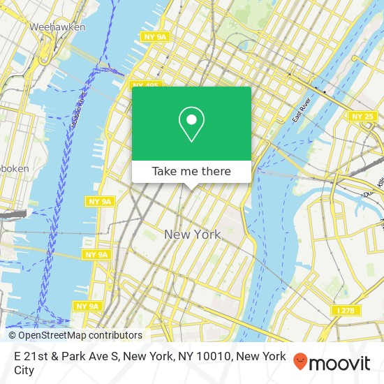 E 21st & Park Ave S, New York, NY 10010 map