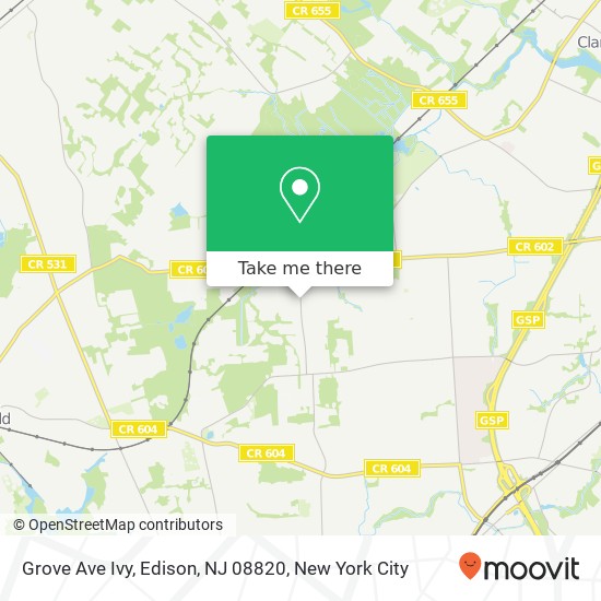 Mapa de Grove Ave Ivy, Edison, NJ 08820