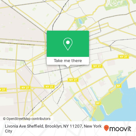 Mapa de Livonia Ave Sheffield, Brooklyn, NY 11207