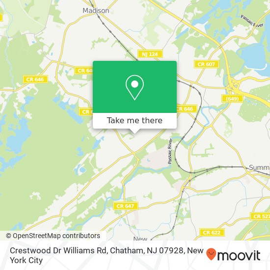 Mapa de Crestwood Dr Williams Rd, Chatham, NJ 07928