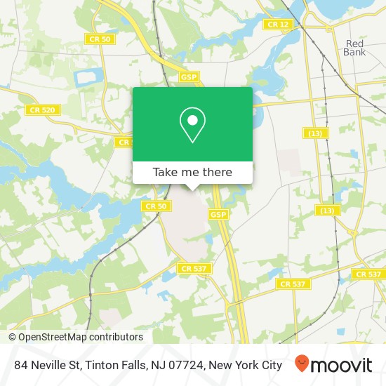 Mapa de 84 Neville St, Tinton Falls, NJ 07724