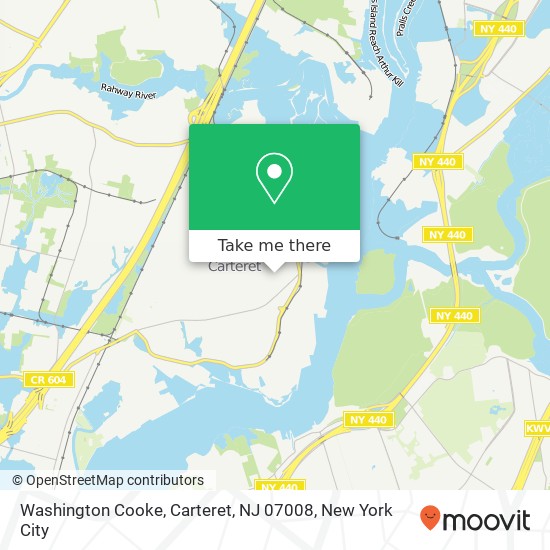 Mapa de Washington Cooke, Carteret, NJ 07008