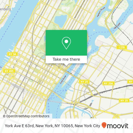 York Ave E 63rd, New York, NY 10065 map