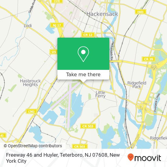 Mapa de Freeway 46 and Huyler, Teterboro, NJ 07608