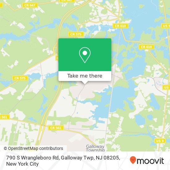 Mapa de 790 S Wrangleboro Rd, Galloway Twp, NJ 08205